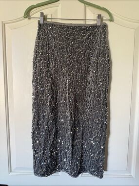 Gray Sequin Midi Skirt - Sparkle Midi Skirt